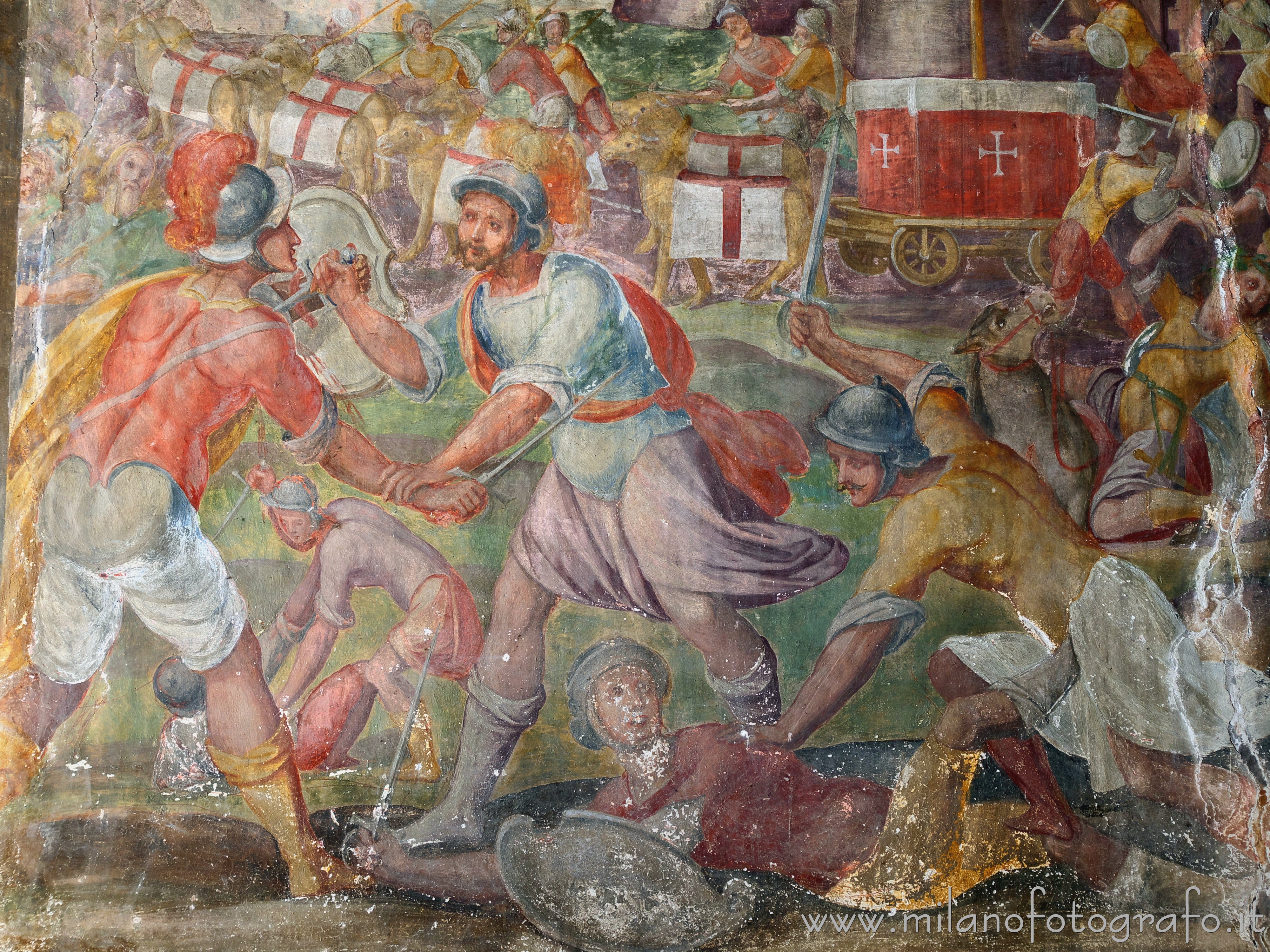 Milan (Italy) - Detail of the fresco of the battle of Legnano in the Small Church of Sant'Antonino of Segnano